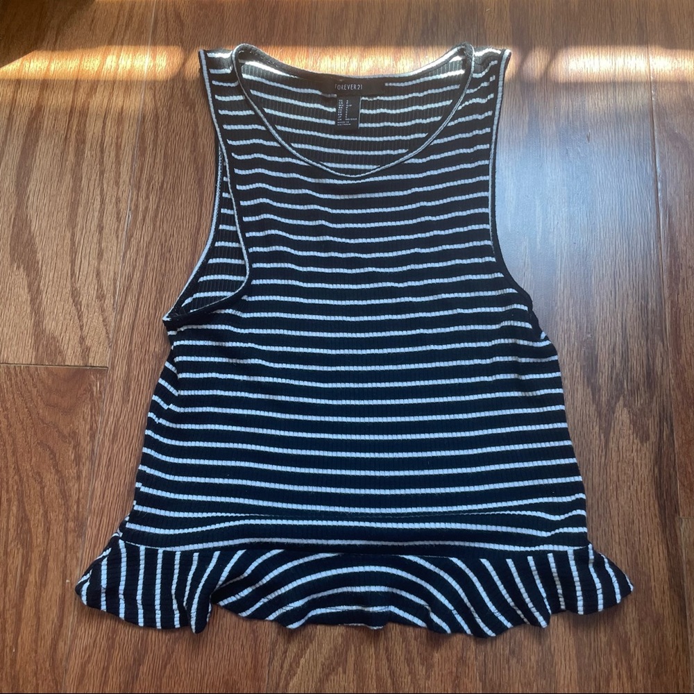 Forever 21 black and white stripe crop top size small with flowy flare bottom